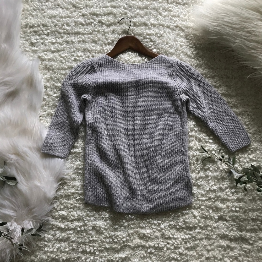 Old Navy Light Gray Boatneck 3/4 Sleeve Sweater